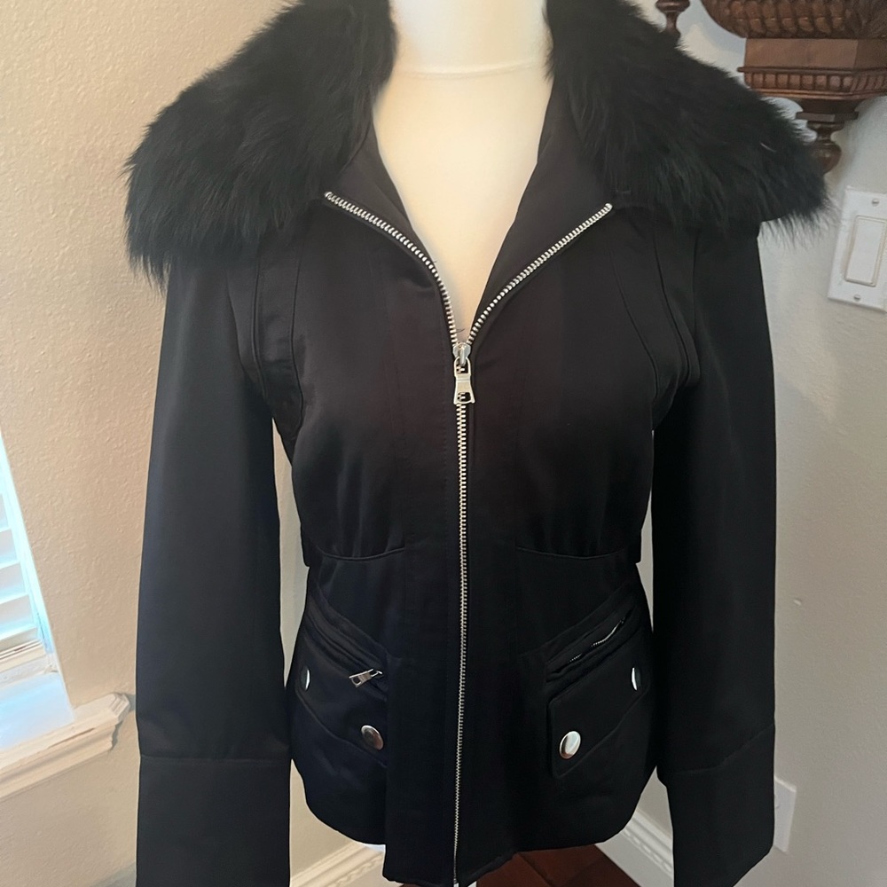Banana Republic black faux fur jacket